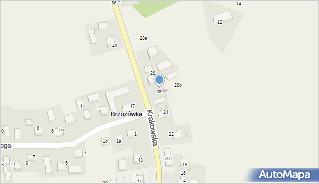 Brzozówka, Krakowska, 26, mapa Brzozówka
