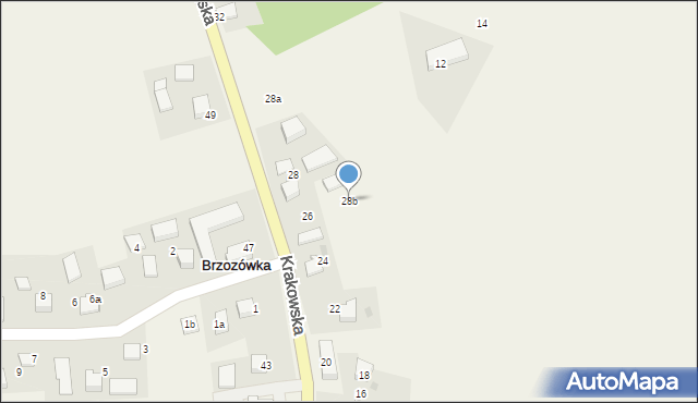 Brzozówka, Krakowska, 28b, mapa Brzozówka