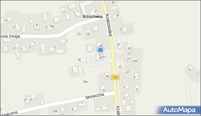 Brzozówka, Krakowska, 37, mapa Brzozówka