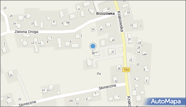 Brzozówka, Krakowska, 39, mapa Brzozówka