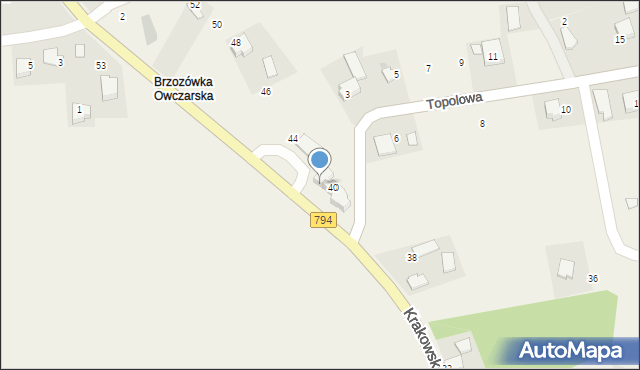 Brzozówka, Krakowska, 42, mapa Brzozówka