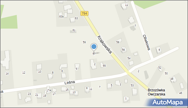 Brzozówka, Krakowska, 57, mapa Brzozówka