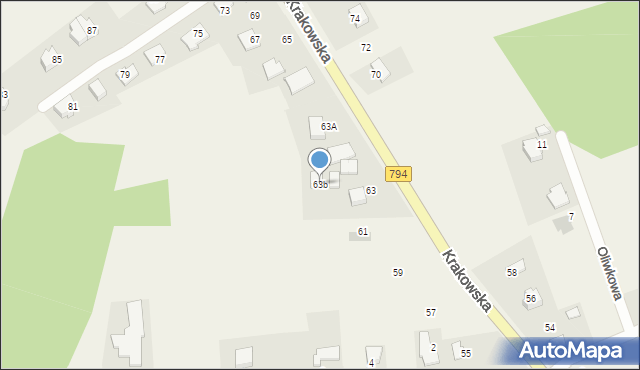 Brzozówka, Krakowska, 63b, mapa Brzozówka