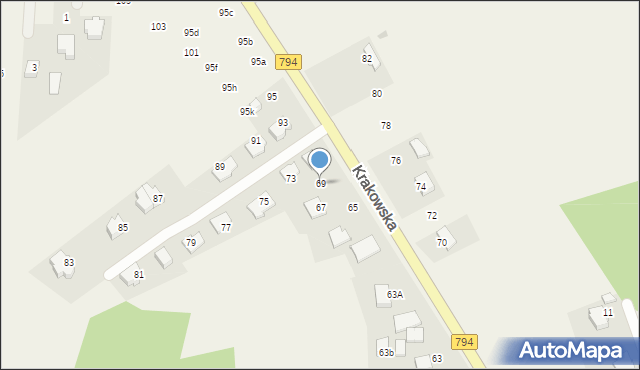 Brzozówka, Krakowska, 69, mapa Brzozówka