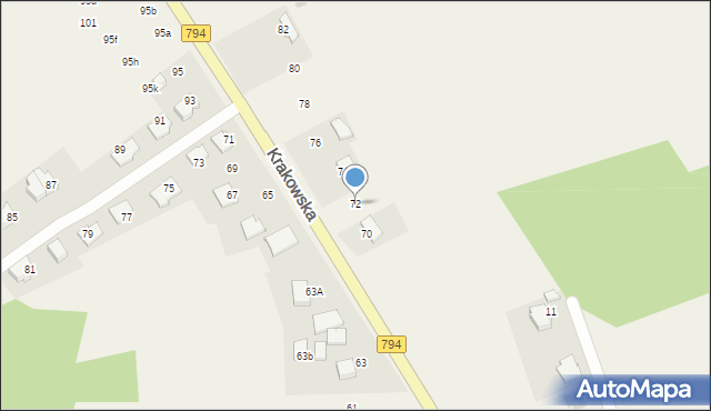 Brzozówka, Krakowska, 72, mapa Brzozówka