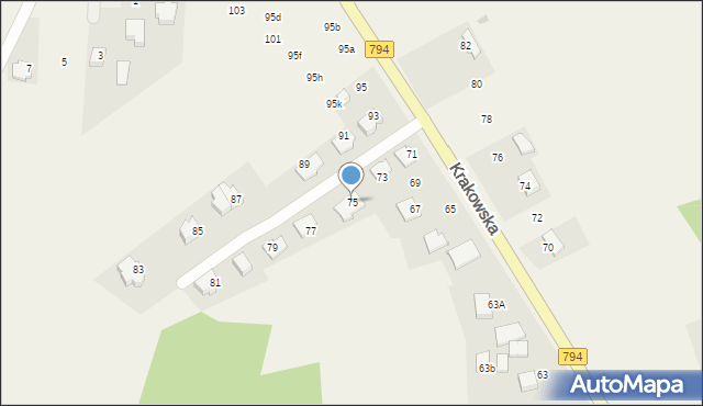 Brzozówka, Krakowska, 75, mapa Brzozówka