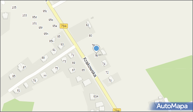 Brzozówka, Krakowska, 76, mapa Brzozówka