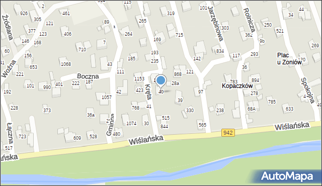 Buczkowice, Kręta, 40, mapa Buczkowice