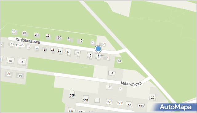 Budy Siennickie, Krajobrazowa, 3, mapa Budy Siennickie