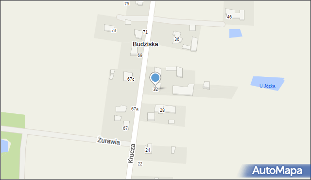 Budziska, Krucza, 32, mapa Budziska