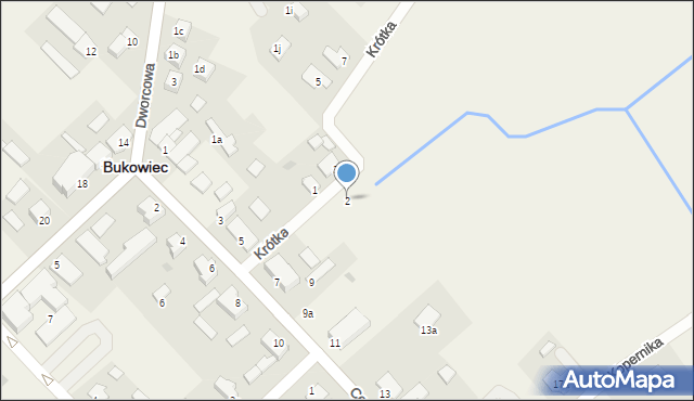 Bukowiec, Krótka, 2, mapa Bukowiec