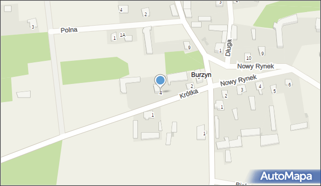 Burzyn, Krótka, 4, mapa Burzyn