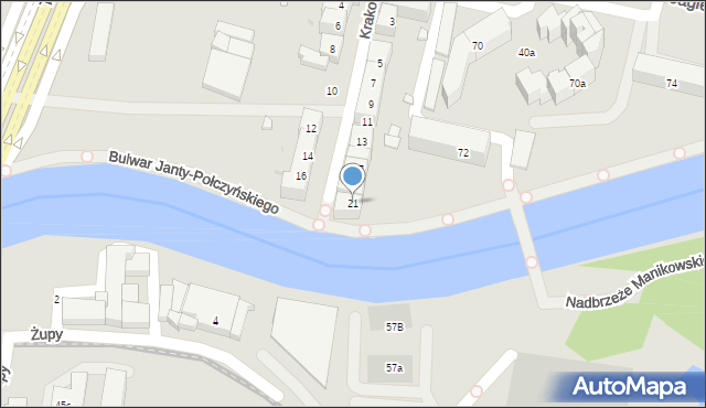 Bydgoszcz, Krakowska, 21, mapa Bydgoszczy