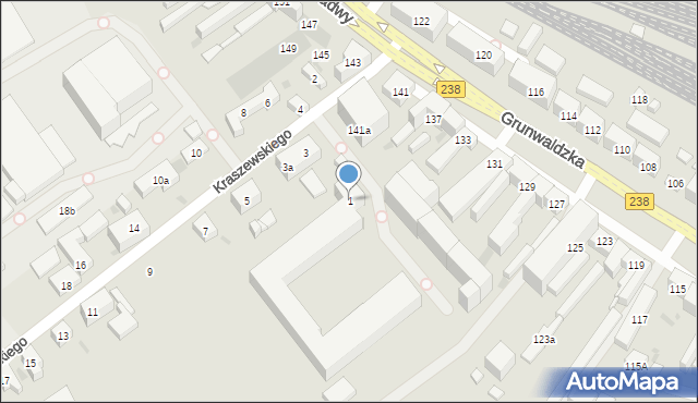 Bydgoszcz, Kraszewskiego Józefa Ignacego, 1, mapa Bydgoszczy