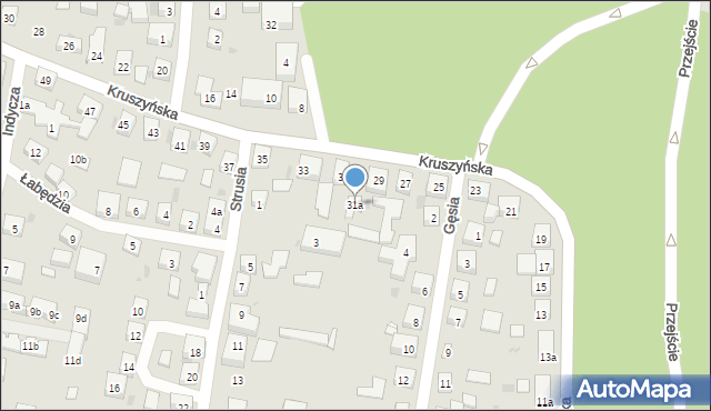 Bydgoszcz, Kruszyńska, 31a, mapa Bydgoszczy