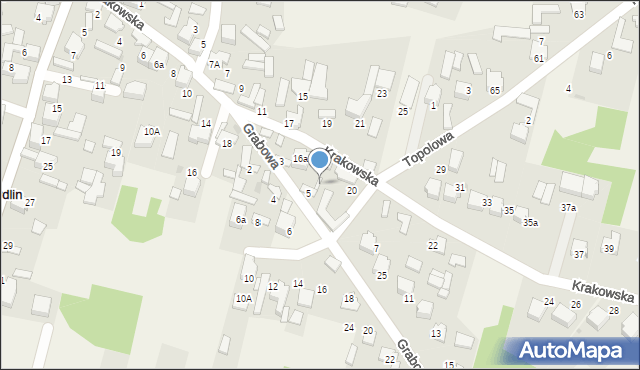 Bydlin, Krakowska, 18a, mapa Bydlin