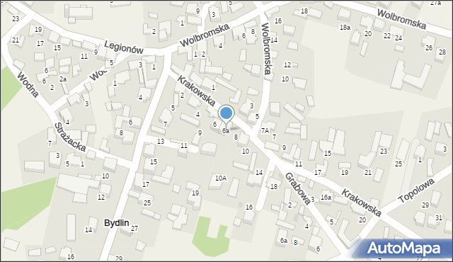 Bydlin, Krakowska, 6a, mapa Bydlin
