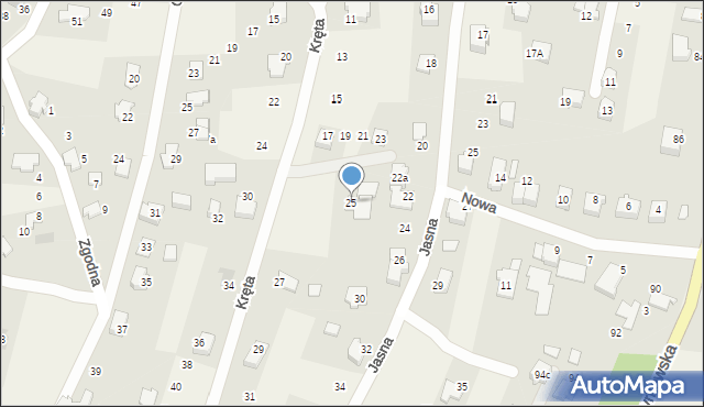 Bystra, Kręta, 25, mapa Bystra