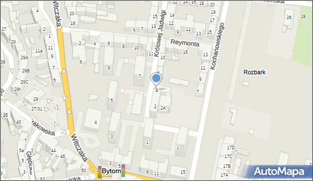 Bytom, Królowej Jadwigi, 4, mapa Bytomia
