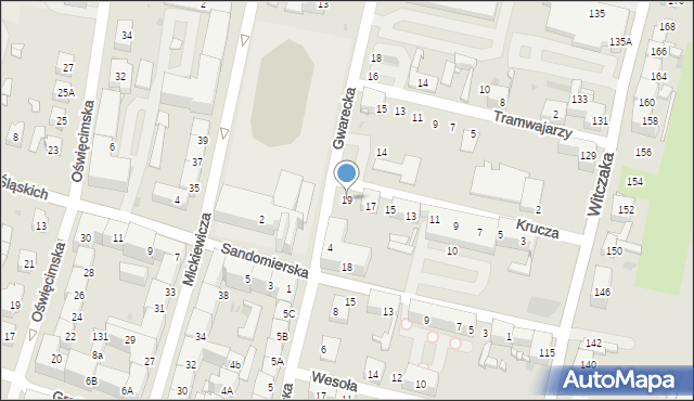 Bytom, Krucza, 19, mapa Bytomia
