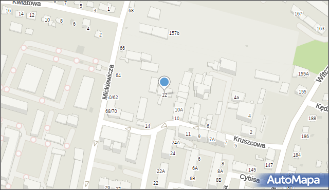 Bytom, Kruszcowa, 12, mapa Bytomia