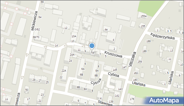 Bytom, Kruszcowa, 7A, mapa Bytomia