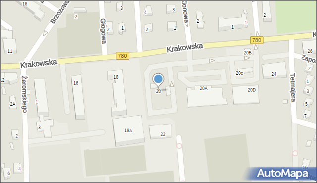 Chełmek, Krakowska, 20, mapa Chełmek