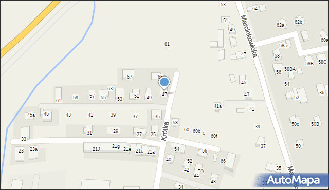 Chełmiec, Krótka, 47, mapa Chełmiec