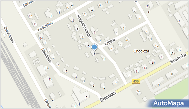 Chocicza, Krzymińskiego Ludwika, 3, mapa Chocicza