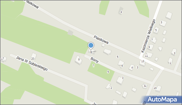 Chorzele, Królowej Bony, 8, mapa Chorzele