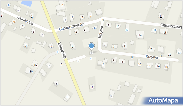 Chruszczewo, Krótka, 3, mapa Chruszczewo