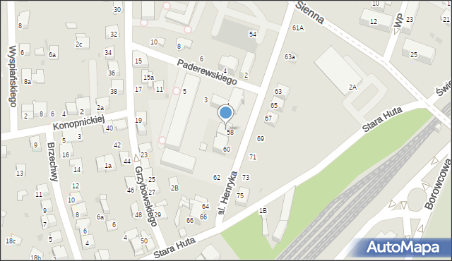 Chrzanów, Krasickiego Ignacego, bp., 58, mapa Chrzanów
