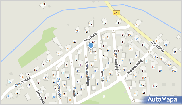 Chrzanów, Kraszewskiego, 1, mapa Chrzanów