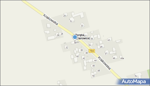 Cianowice, Krakowska, 34, mapa Cianowice