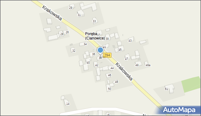 Cianowice, Krakowska, 38, mapa Cianowice