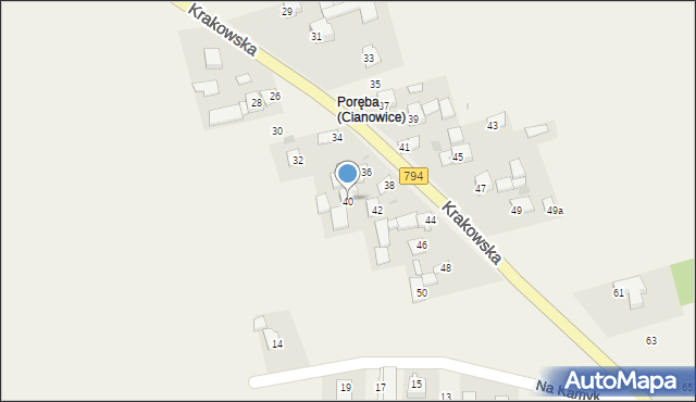 Cianowice, Krakowska, 40, mapa Cianowice