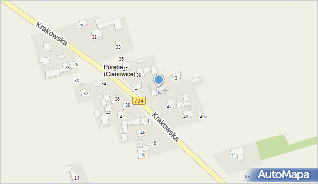 Cianowice, Krakowska, 45, mapa Cianowice