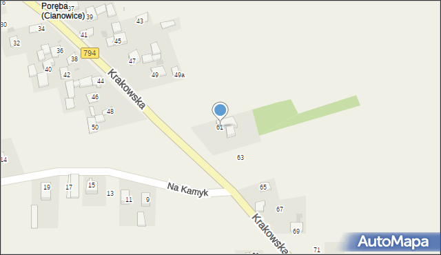 Cianowice, Krakowska, 61, mapa Cianowice