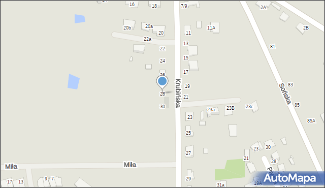 Ciechanów, Krubińska, 28, mapa Ciechanów