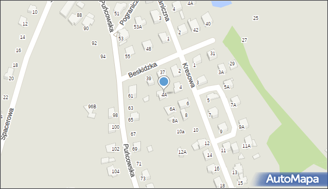 Cieszyn, Kresowa, 4A, mapa Cieszyna