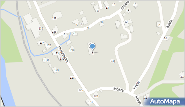 Cieszyn, Kręta, 3, mapa Cieszyna