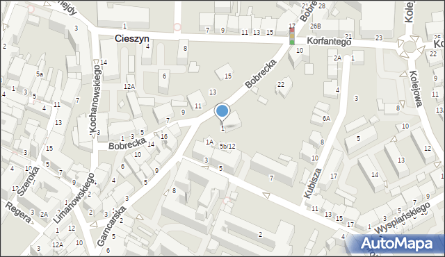 Cieszyn, Króla Bolesława Chrobrego, 1, mapa Cieszyna