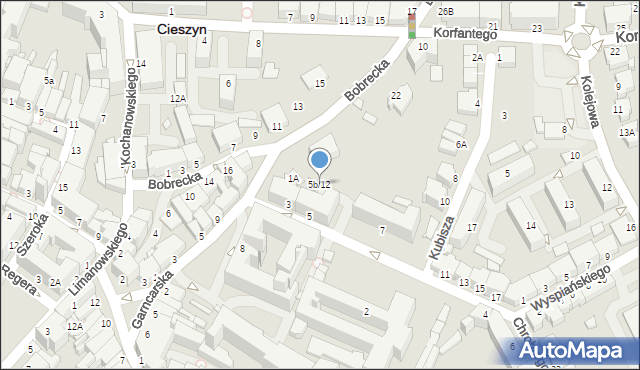 Cieszyn, Króla Bolesława Chrobrego, 5b/12, mapa Cieszyna
