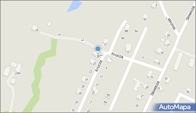 Cieszyn, Krucza, 18, mapa Cieszyna