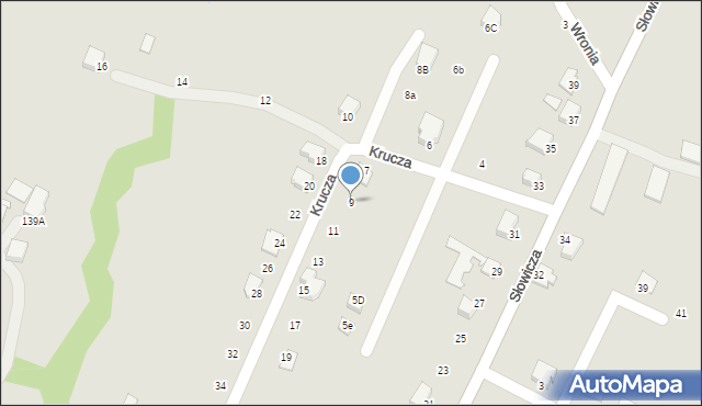 Cieszyn, Krucza, 9, mapa Cieszyna