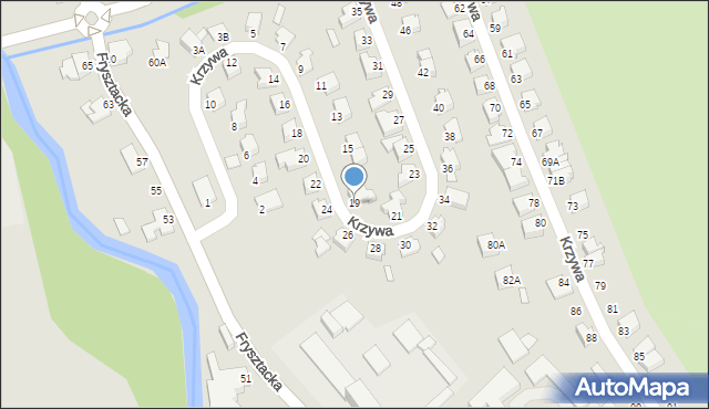 Cieszyn, Krzywa, 19, mapa Cieszyna