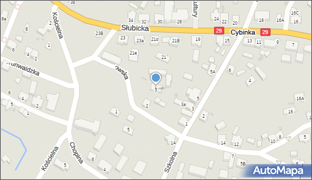 Cybinka, Krakowska, 3, mapa Cybinka
