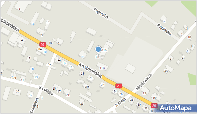 Cybinka, Krośnieńska, 11/1, mapa Cybinka