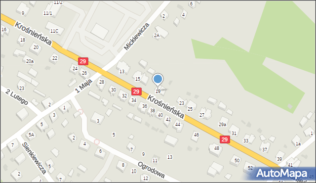 Cybinka, Krośnieńska, 19, mapa Cybinka