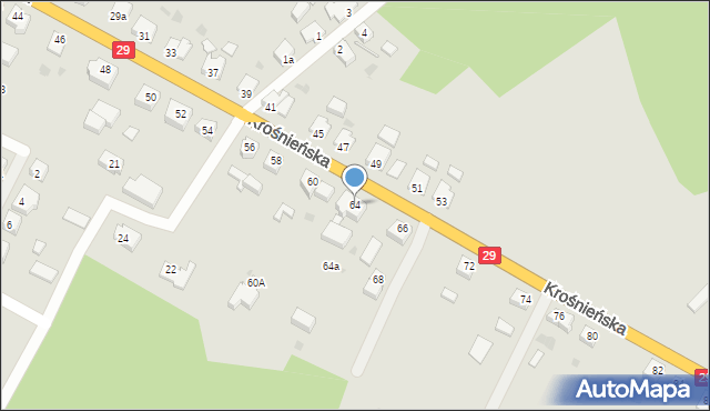 Cybinka, Krośnieńska, 64, mapa Cybinka